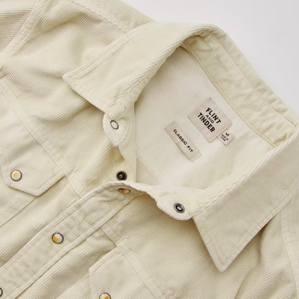 Flint and Tinder Men's Cream Casual Button Down Shirt